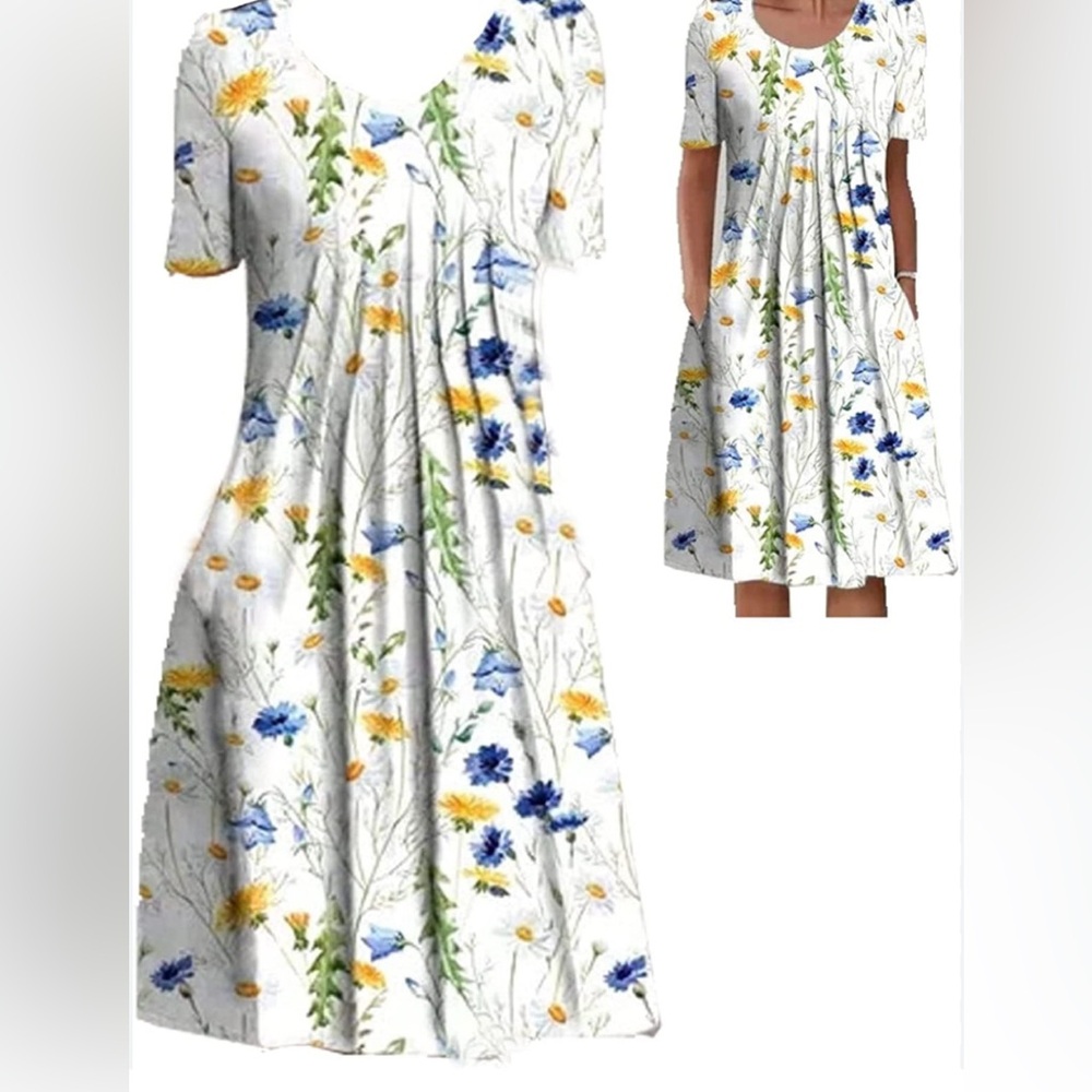 NWT Babydoll Flowy Floral Pockets Prairie Dress Size S